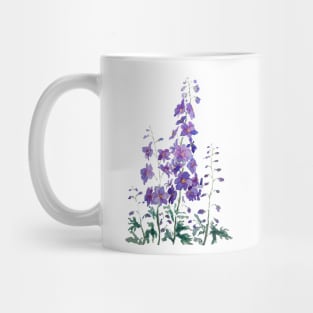 purple blue pink delphinium watercolor Mug